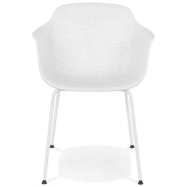 Chaise avec accoudoirs en métal Intérieur-Extérieur pieds métal blancs MACEO (blanc)