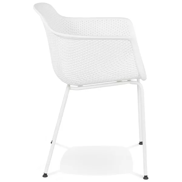 Chaise avec accoudoirs en métal Intérieur-Extérieur pieds métal blancs MACEO (blanc)