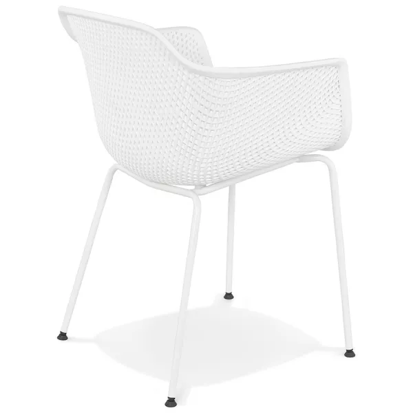 Chaise avec accoudoirs en métal Intérieur-Extérieur pieds métal blancs MACEO (blanc)