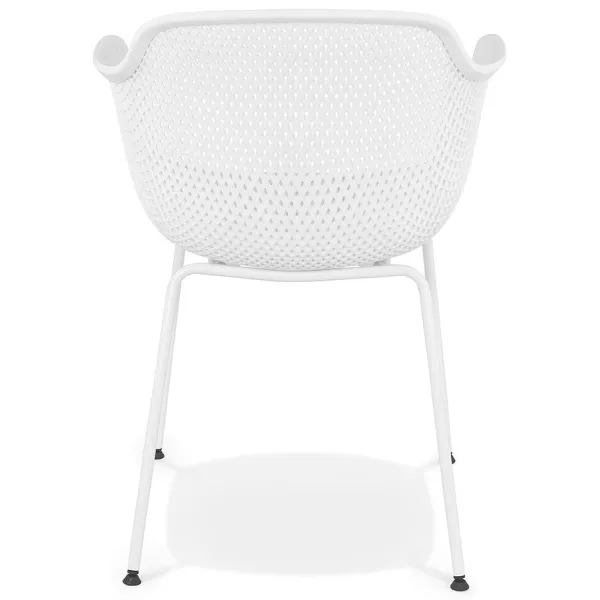 Chaise avec accoudoirs en métal Intérieur-Extérieur pieds métal blancs MACEO (blanc)