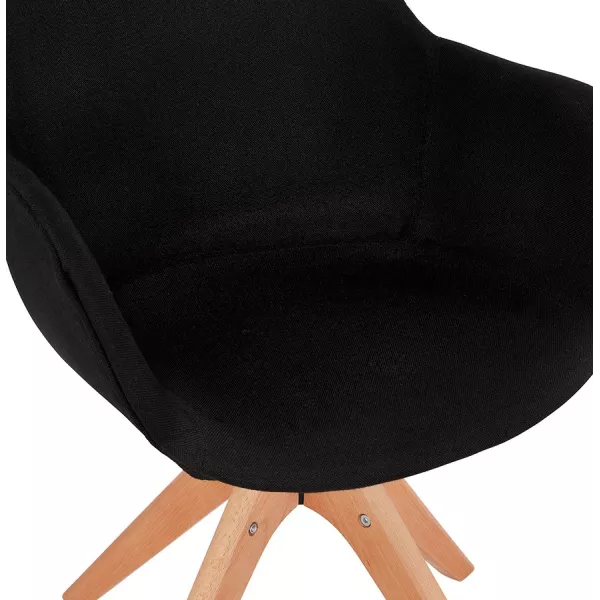 Chaise avec accoudoirs en tissu pieds bois naturel STANIS (noir)