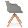 Chaise avec accoudoirs en tissu pieds bois naturel STANIS (gris)