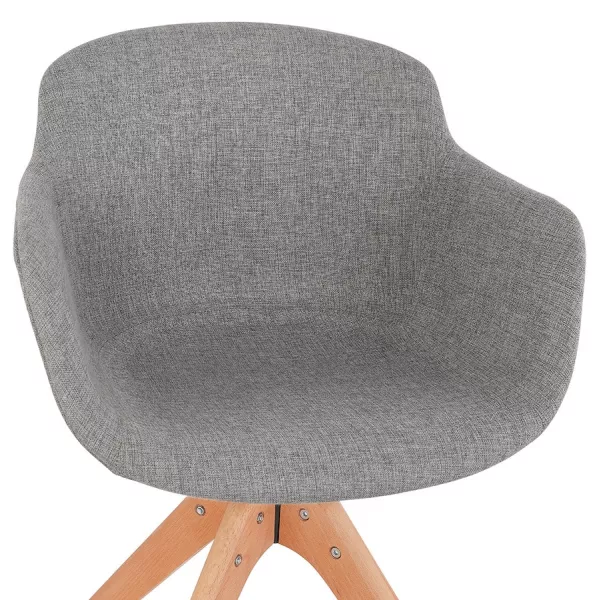 Chaise avec accoudoirs en tissu pieds bois naturel STANIS (gris)