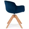 Chaise avec accoudoirs en velours pieds bois naturel MANEL (bleu)