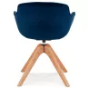 Chaise avec accoudoirs en velours pieds bois naturel MANEL (bleu)