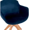 Chaise avec accoudoirs en velours pieds bois naturel MANEL (bleu)