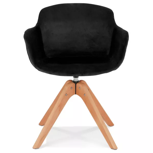 Chaise avec accoudoirs en velours pieds bois naturel MANEL (noir)