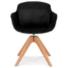 Chaise avec accoudoirs en velours pieds bois naturel MANEL (noir)