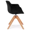 Chaise avec accoudoirs en velours pieds bois naturel MANEL (noir)