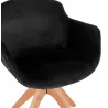 Chaise avec accoudoirs en velours pieds bois naturel MANEL (noir)