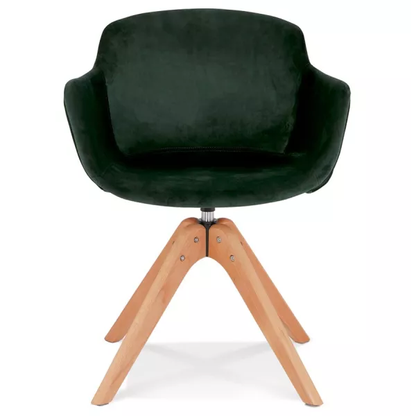 Chaise avec accoudoirs en velours pieds bois naturel MANEL (vert)