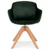 Chaise avec accoudoirs en velours pieds bois naturel MANEL (vert)