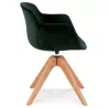 Chaise avec accoudoirs en velours pieds bois naturel MANEL (vert)