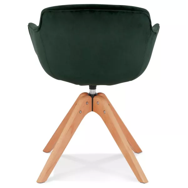 Chaise avec accoudoirs en velours pieds bois naturel MANEL (vert)