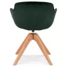 Chaise avec accoudoirs en velours pieds bois naturel MANEL (vert)