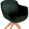 Chaise avec accoudoirs en velours pieds bois naturel MANEL (vert)