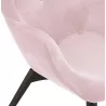 Fauteuil à oreilles en velours pieds bois noir EMRYS (rose)