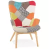 Fauteuil à oreilles patchwork en tissu pieds bois naturel RHYS (multicolore) à associer à Fauteuils Empilables Pour Un Gain De P