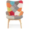 Patchwork ear armchair in natural wood foot fabric RHYS (multicolored) to associate with Modern armchairs for an elegant interio