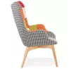 Patchwork ear armchair in natural wood foot fabric RHYS (multicolored) to associate with Contemporary Leather Armchairs