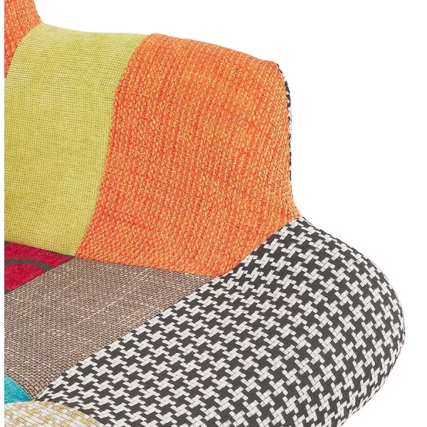 Fauteuil à oreilles patchwork en tissu pieds bois naturel RHYS (multicolore) à associer à Fauteuils Pliantes Pratiques Et Robust