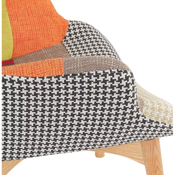 Patchwork ear armchair in natural wood foot fabric RHYS (multicolored) to associate with Upholstered armchairs for optimal comfo