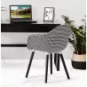 Chaise avec accoudoirs en tissu et pieds en bois noir RANY (pied de poule)