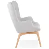 Fauteuil à oreilles en tissu pieds bois naturel RHYS (gris)