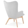 Fauteuil à oreilles en tissu pieds bois naturel RHYS (gris)