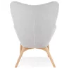 Fauteuil à oreilles en tissu pieds bois naturel RHYS (gris)