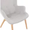 Fauteuil à oreilles en tissu pieds bois naturel RHYS (gris)