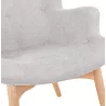 Fauteuil à oreilles en tissu pieds bois naturel RHYS (gris)