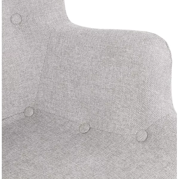 Fauteuil à oreilles en tissu pieds bois naturel RHYS (gris)