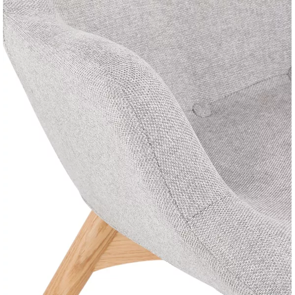 Fauteuil à oreilles en tissu pieds bois naturel RHYS (gris)