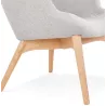 Fauteuil à oreilles en tissu pieds bois naturel RHYS (gris)