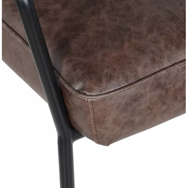 Chaise avec accoudoirs vintage pieds métal noir PACO (marron)