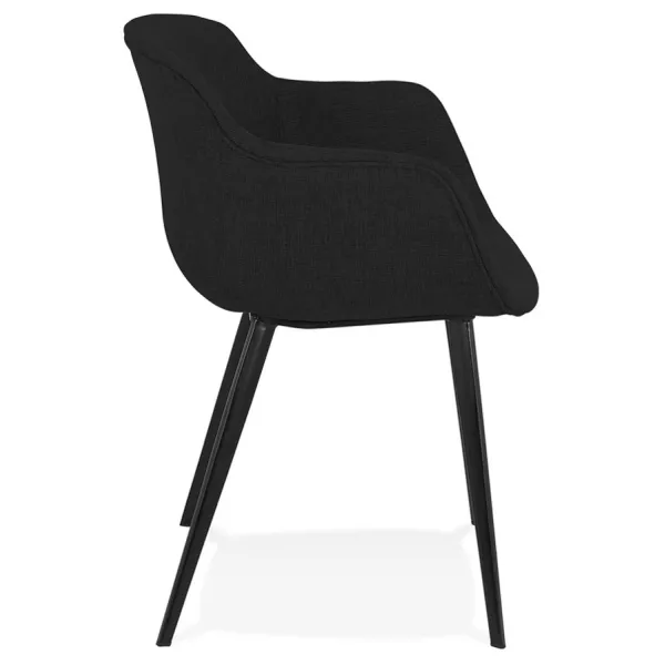 Chaise avec accoudoirs en tissu pieds métal noir ORIS (noir)