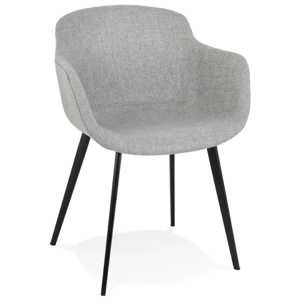 Chair with armrests in black metal feet ORIS (grey) to associate with Weatherproof Garden Chairs