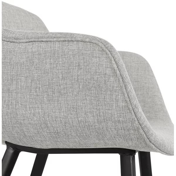 Chaise avec accoudoirs en tissu pieds métal noir ORIS (gris) à associer à Chaises En Rotin Pour Un Style Naturel