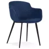 Chaise avec accoudoirs en velours pieds métal noir KEVAN (bleu)