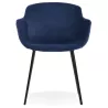 Chaise avec accoudoirs en velours pieds métal noir KEVAN (bleu)