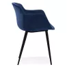 Chaise avec accoudoirs en velours pieds métal noir KEVAN (bleu)