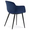 Chaise avec accoudoirs en velours pieds métal noir KEVAN (bleu)