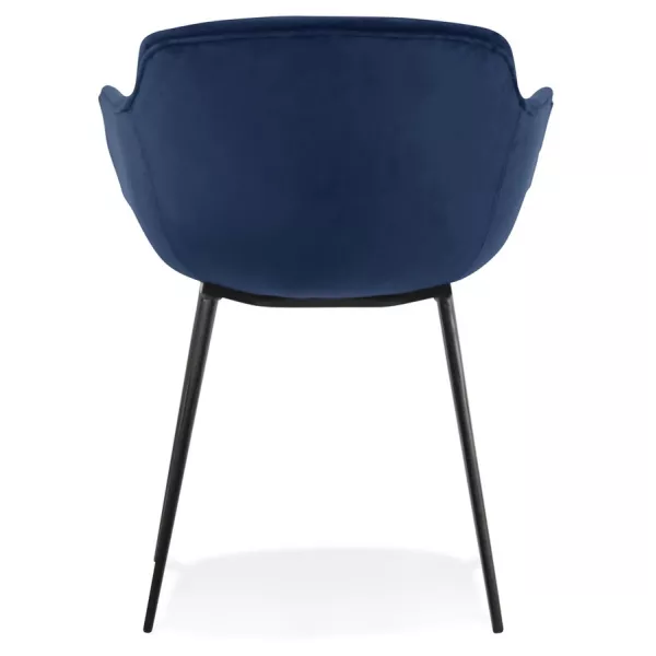 Chaise avec accoudoirs en velours pieds métal noir KEVAN (bleu)