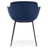 Chaise avec accoudoirs en velours pieds métal noir KEVAN (bleu)