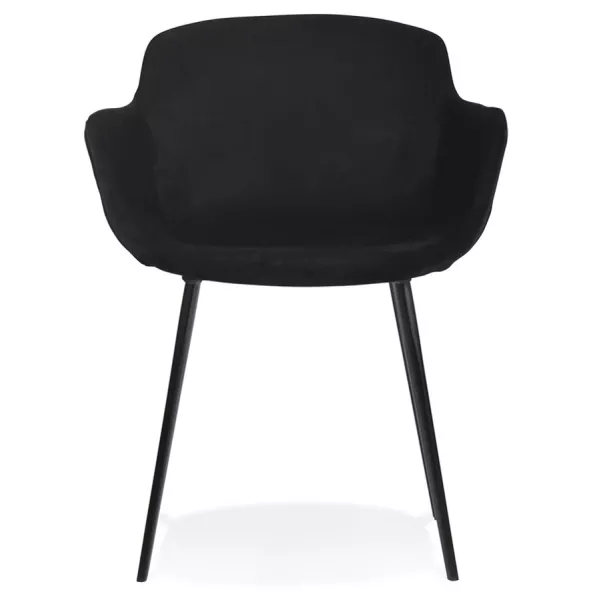 Chaise avec accoudoirs en velours pieds métal noir KEVAN (noir)