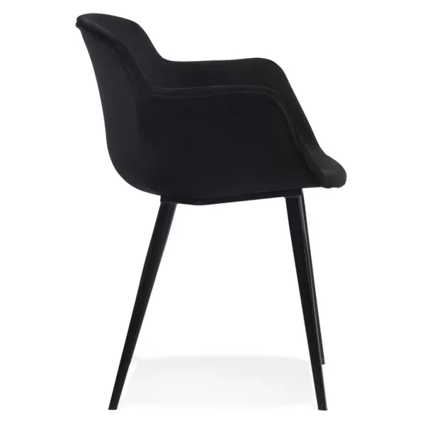 Chaise avec accoudoirs en velours pieds métal noir KEVAN (noir)