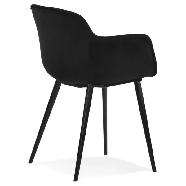 Chaise avec accoudoirs en velours pieds métal noir KEVAN (noir)