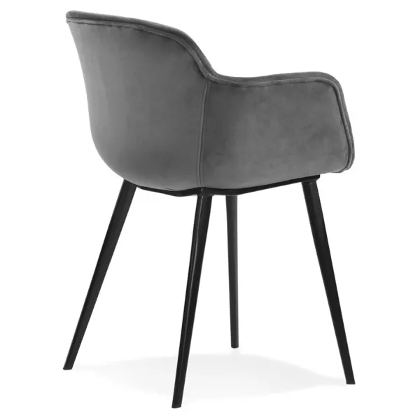 Chaise avec accoudoirs en velours pieds métal noir KEVAN (gris)