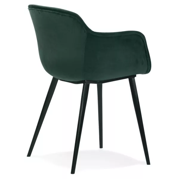 Chaise avec accoudoirs en velours pieds métal noir KEVAN (vert)